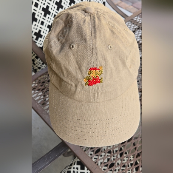 Accessories - Super Mario Khaki Embroidered Baseball Cap - Tan and Red Accent